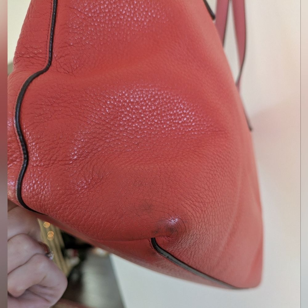 Coach Taylor pink red coral zipper clasp shoulder bag tote - Picture 6 of 16